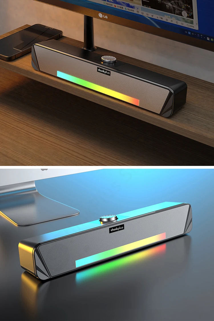 Coluna LENOVO TS33 Bluetooth 5.0 / com cabo - Barra de Som 360º Surround, Subwoofer de Áudio, Ideal para Casa e Computador Coluna LENOVO TS33 Bluetooth 5.0 / com cabo - Barra de Som 360º Surround, Subwoofer de Áudio, Ideal para Casa e Computador